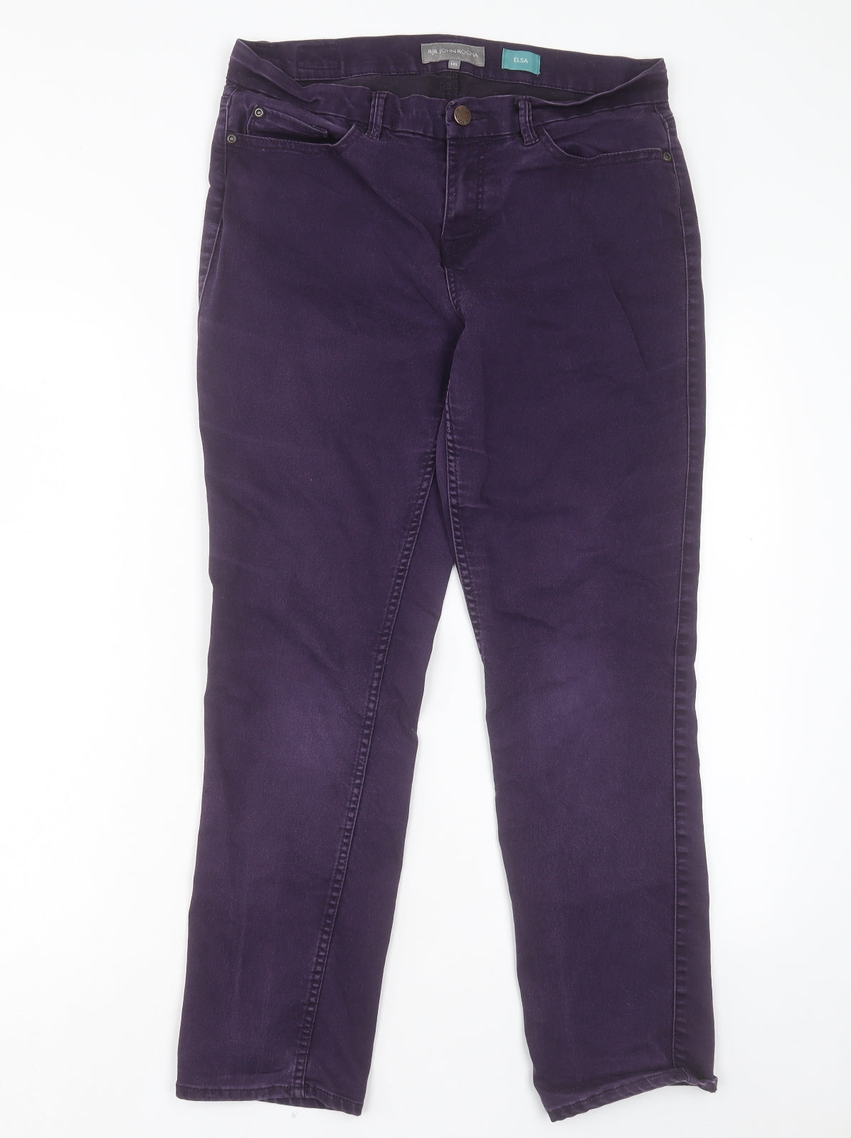 RJR.John Rocha Womens Purple Cotton Straight Jeans Size 14 L27 in Regular Button