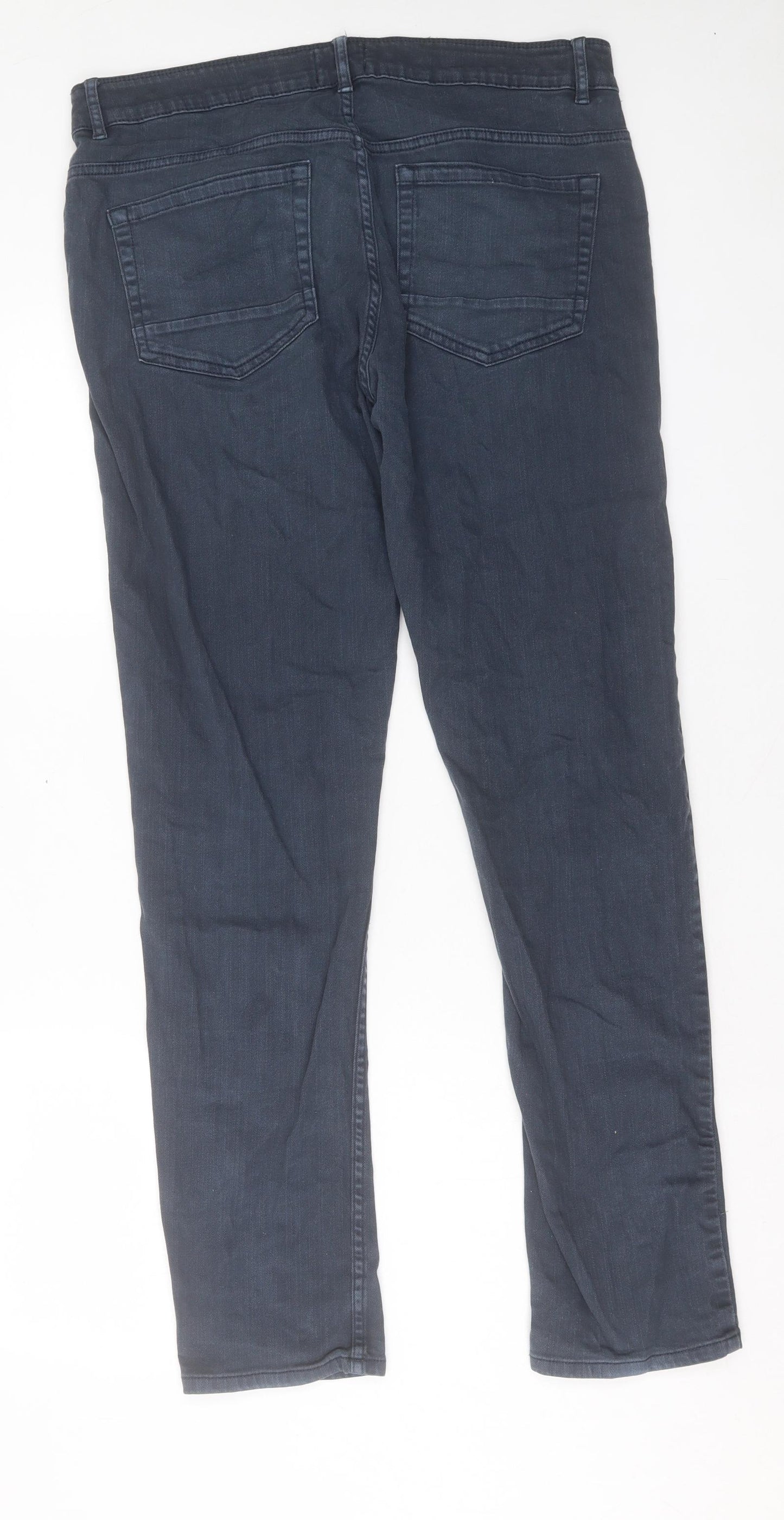 Threadbare Mens Blue Cotton Trousers Size 32 L31 in Regular Button