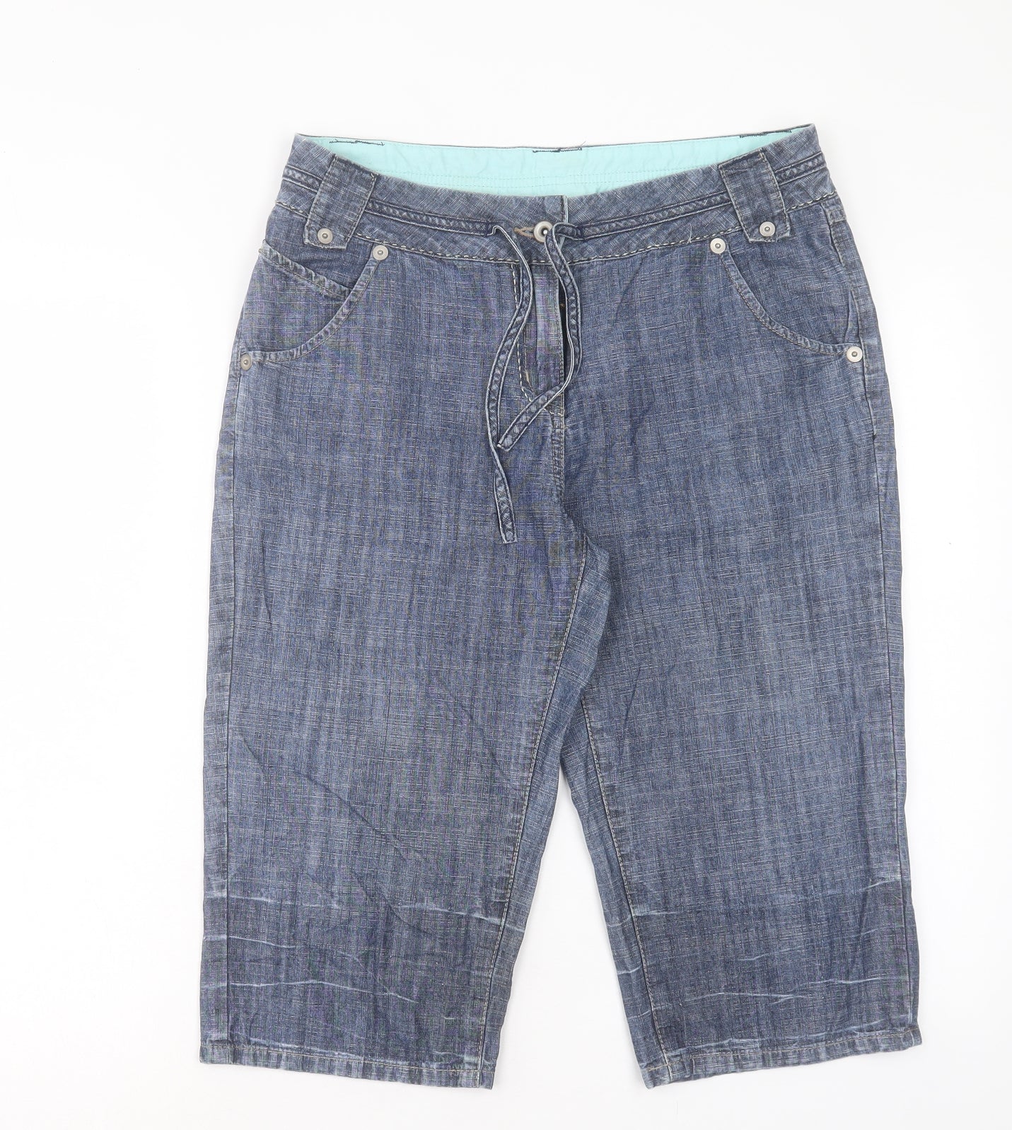 NEXT Womens Blue Cotton Bermuda Shorts Size 12 L17 in Regular Button