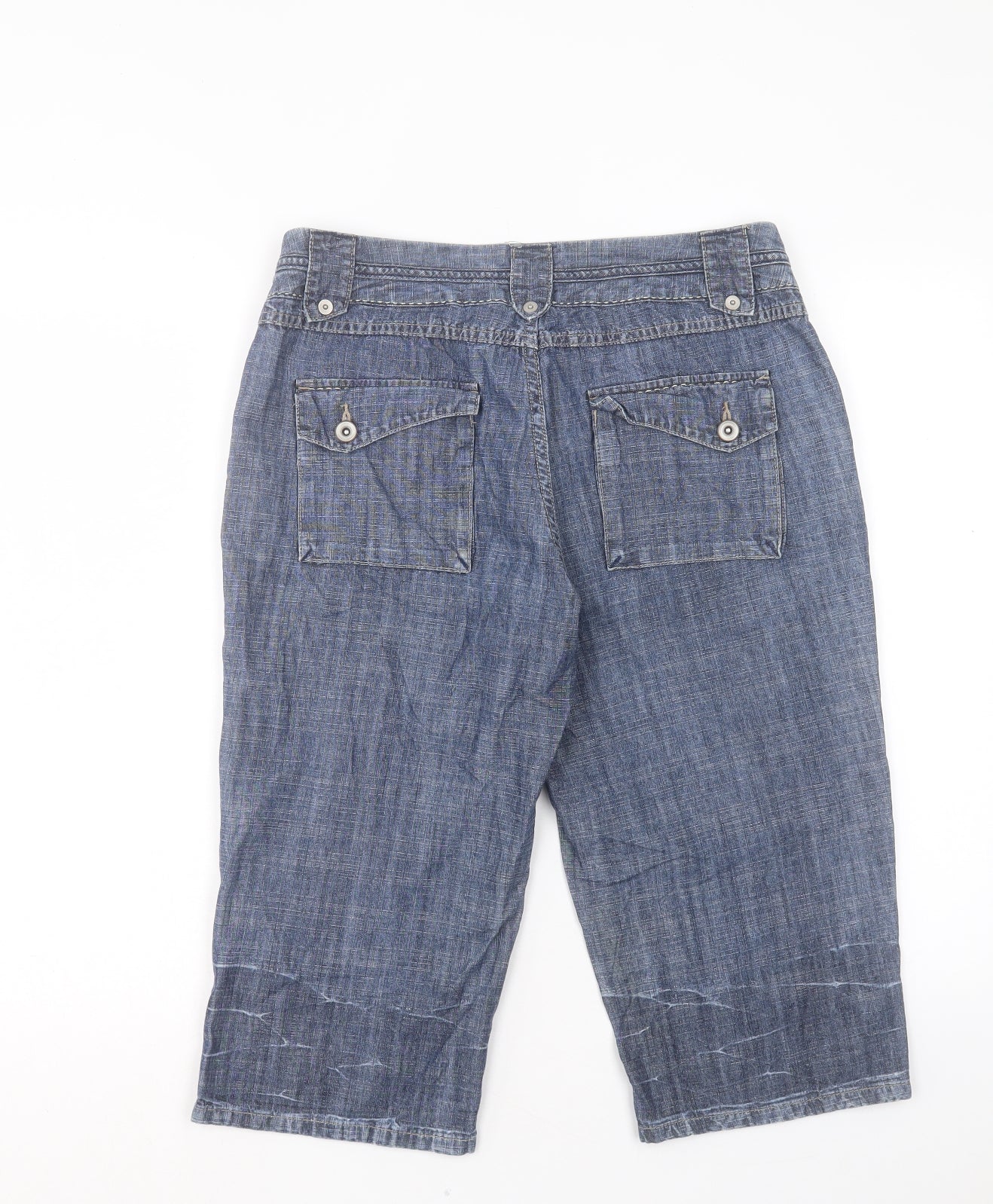 NEXT Womens Blue Cotton Bermuda Shorts Size 12 L17 in Regular Button