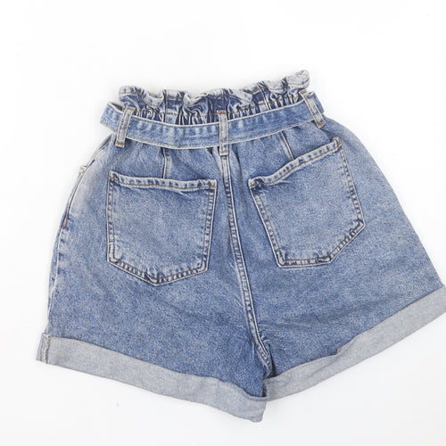New Look Womens Blue Cotton Boyfriend Shorts Size 8 L3 in Regular Button