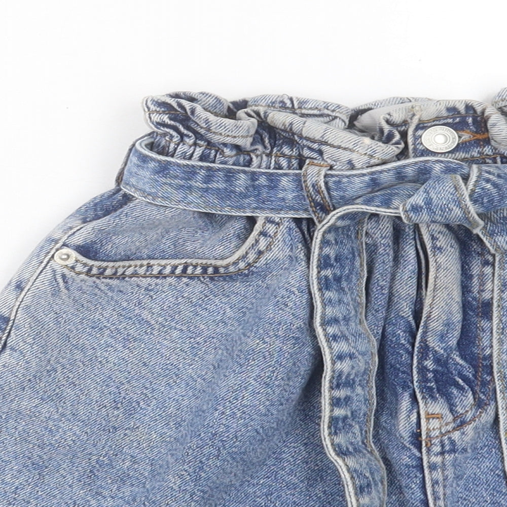 New Look Womens Blue Cotton Boyfriend Shorts Size 8 L3 in Regular Button