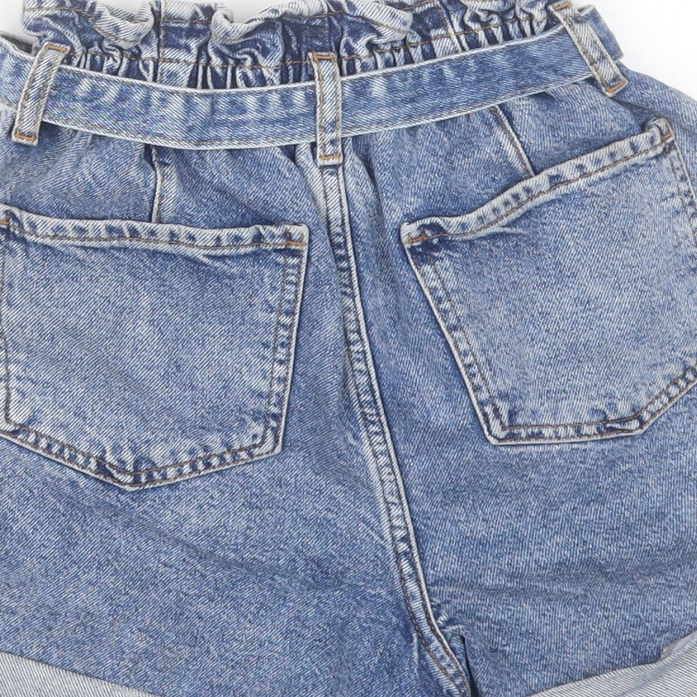 New Look Womens Blue Cotton Boyfriend Shorts Size 8 L3 in Regular Button