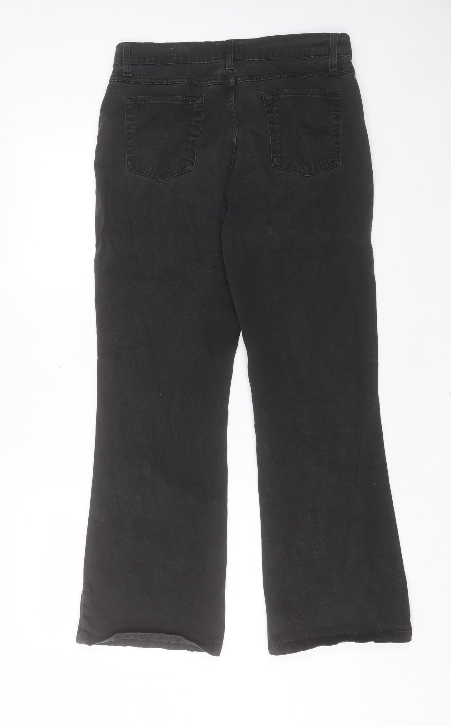Per Una Womens Black Cotton Straight Jeans Size 12 L28 in Regular Button