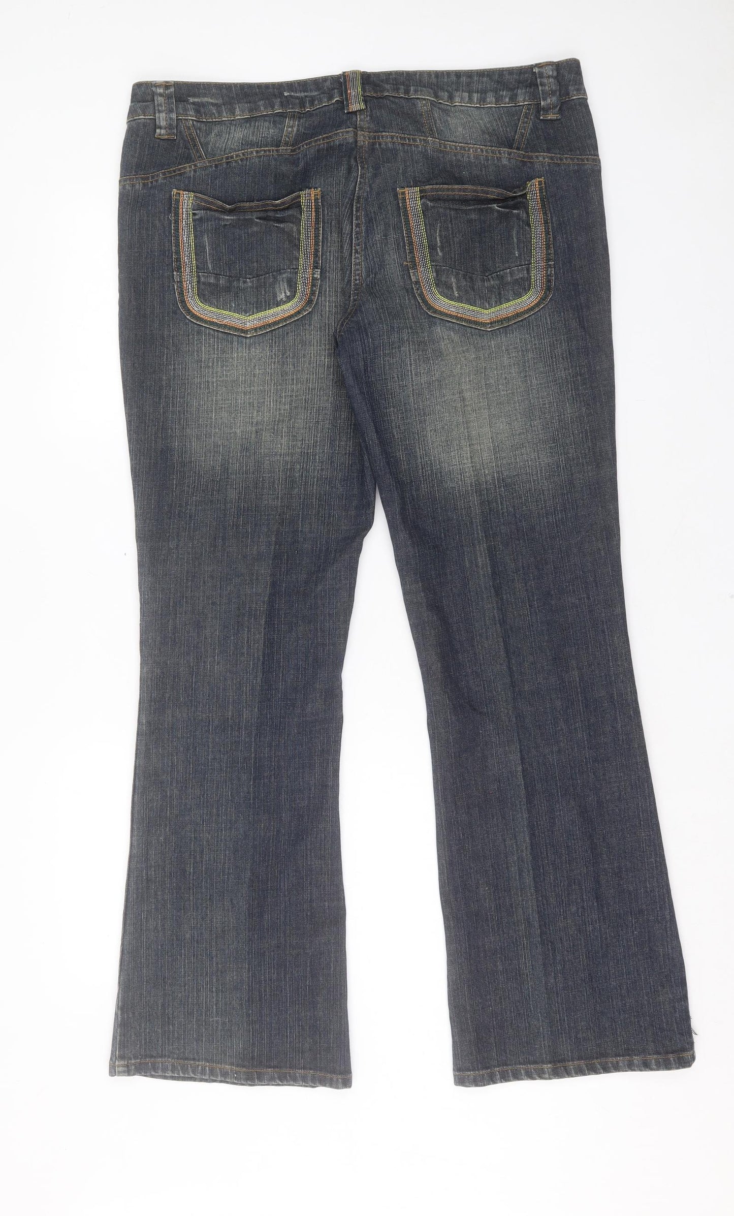 TU Womens Blue Cotton Bootcut Jeans Size 16 L31 in Regular Button