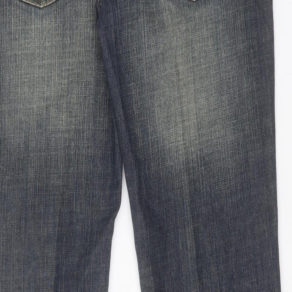 TU Womens Blue Cotton Bootcut Jeans Size 16 L31 in Regular Button