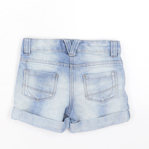 NEXT Girls Blue Cotton Boyfriend Shorts Size 5 Years Regular Buckle