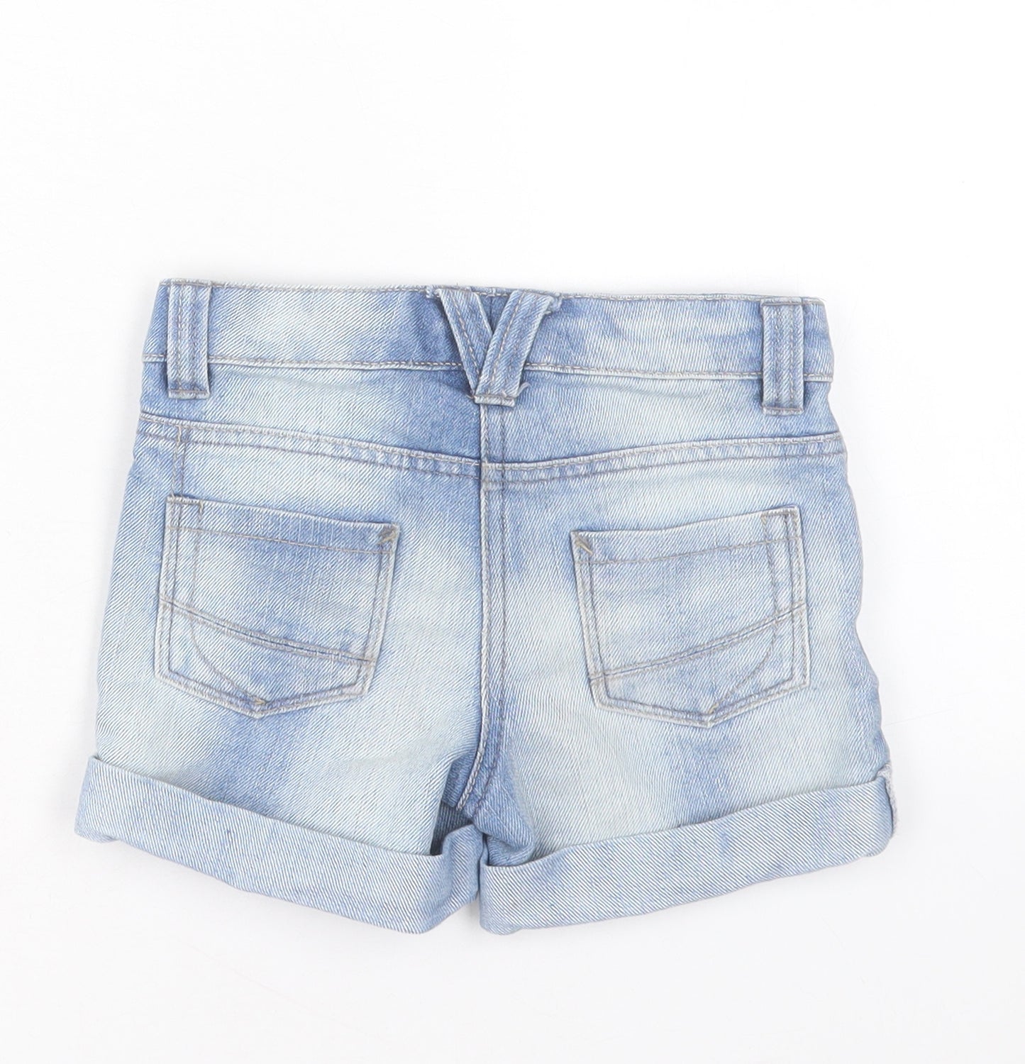NEXT Girls Blue Cotton Boyfriend Shorts Size 5 Years Regular Buckle