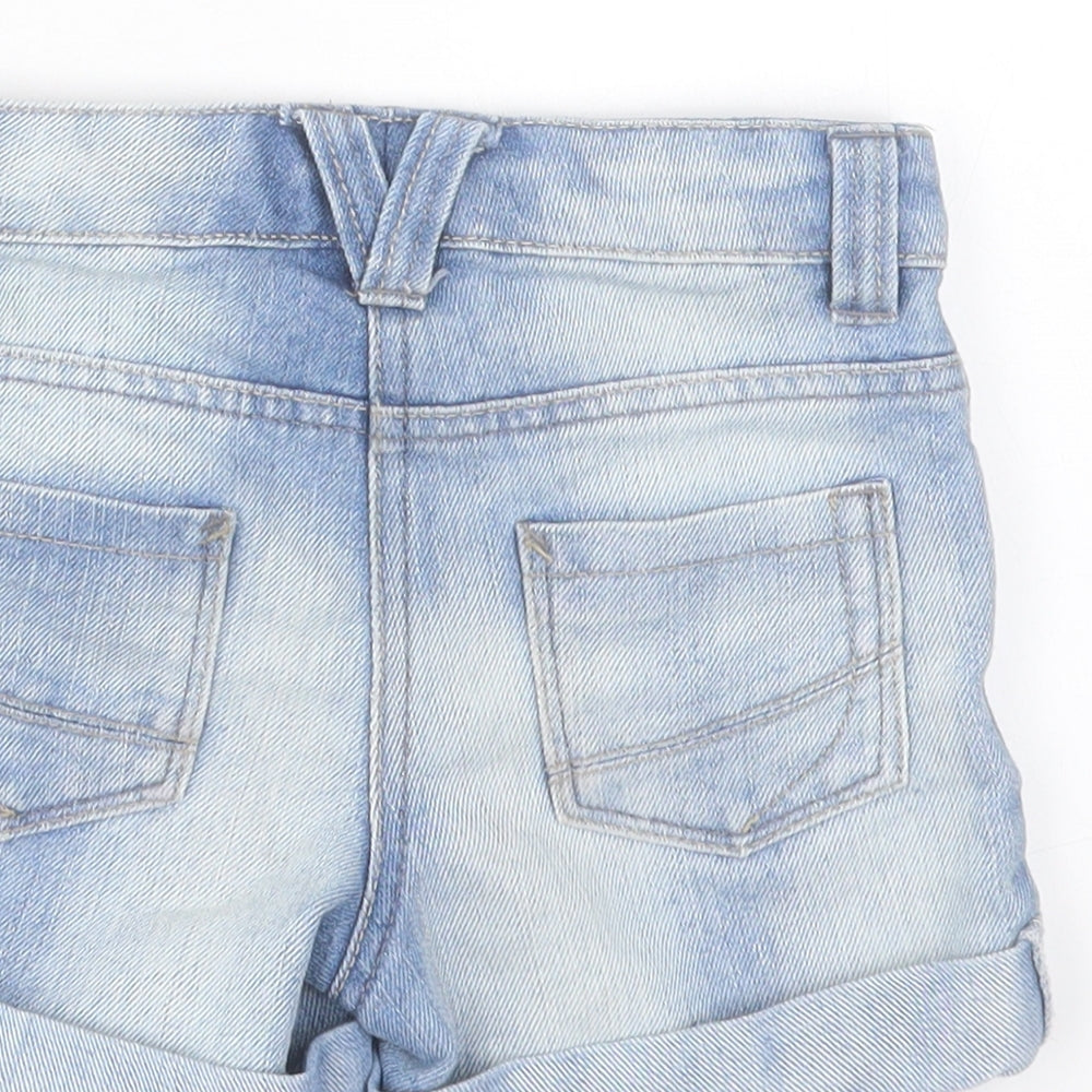 NEXT Girls Blue Cotton Boyfriend Shorts Size 5 Years Regular Buckle