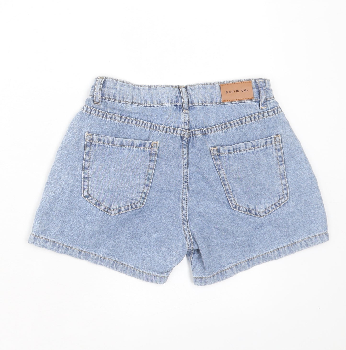 Denim & Co. Girls Blue Cotton Boyfriend Shorts Size 8-9 Years Regular Buckle
