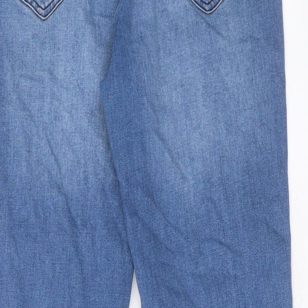 Simply Be Womens Blue Cotton Straight Jeans Size 16 L29 in Regular Button