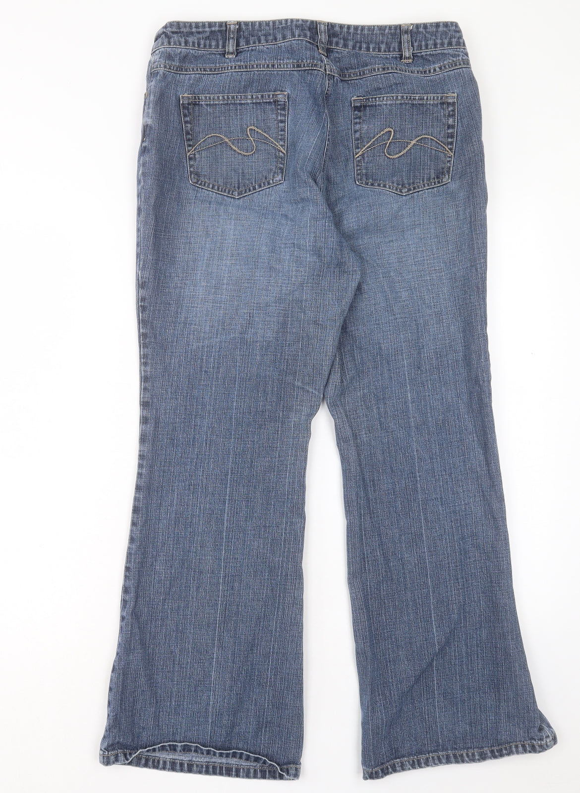 Principles Womens Blue Cotton Bootcut Jeans Size 14 L28 in Regular Button