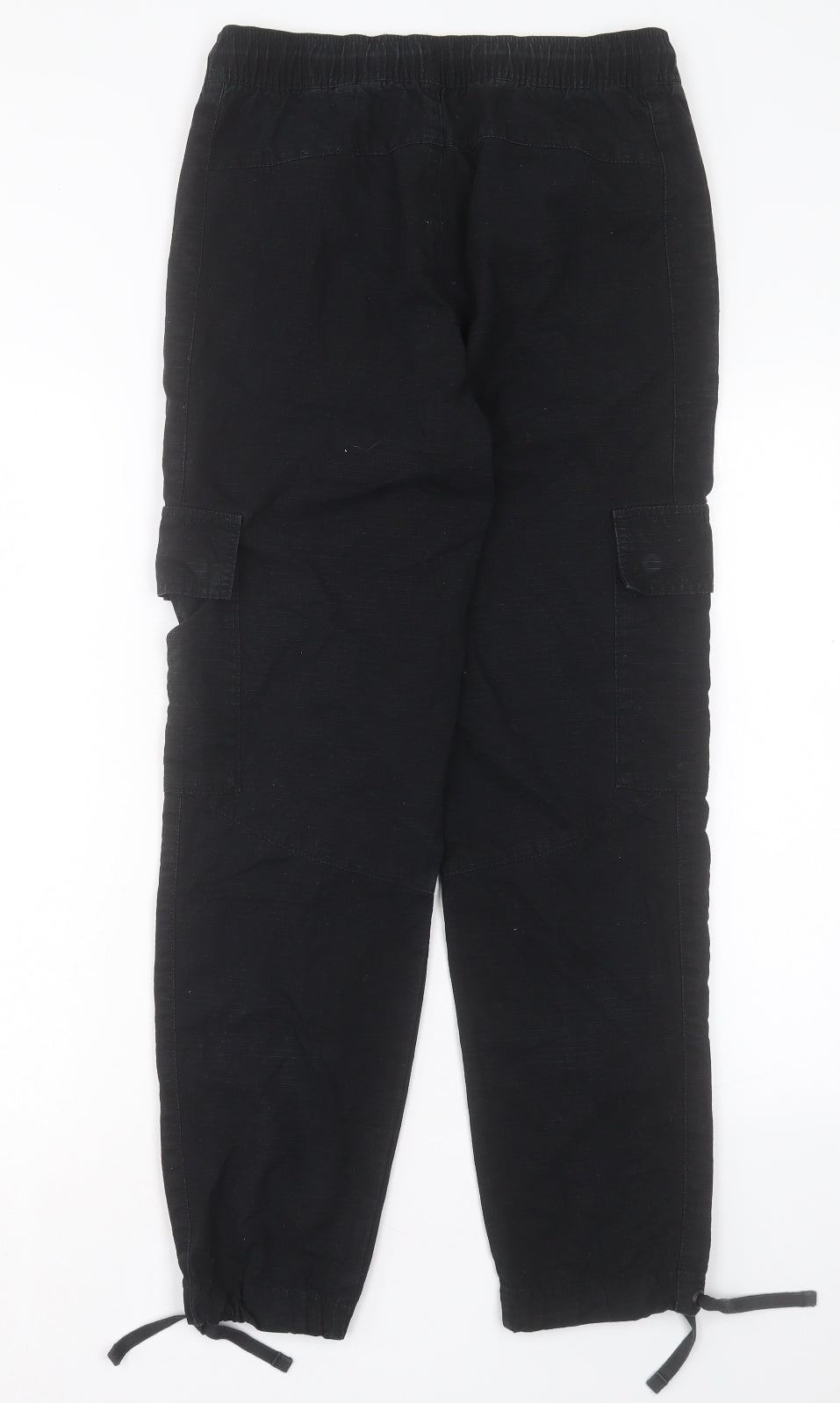 Superdry Womens Black Polyester Cargo Trousers Size 10 L29 in Regular Button