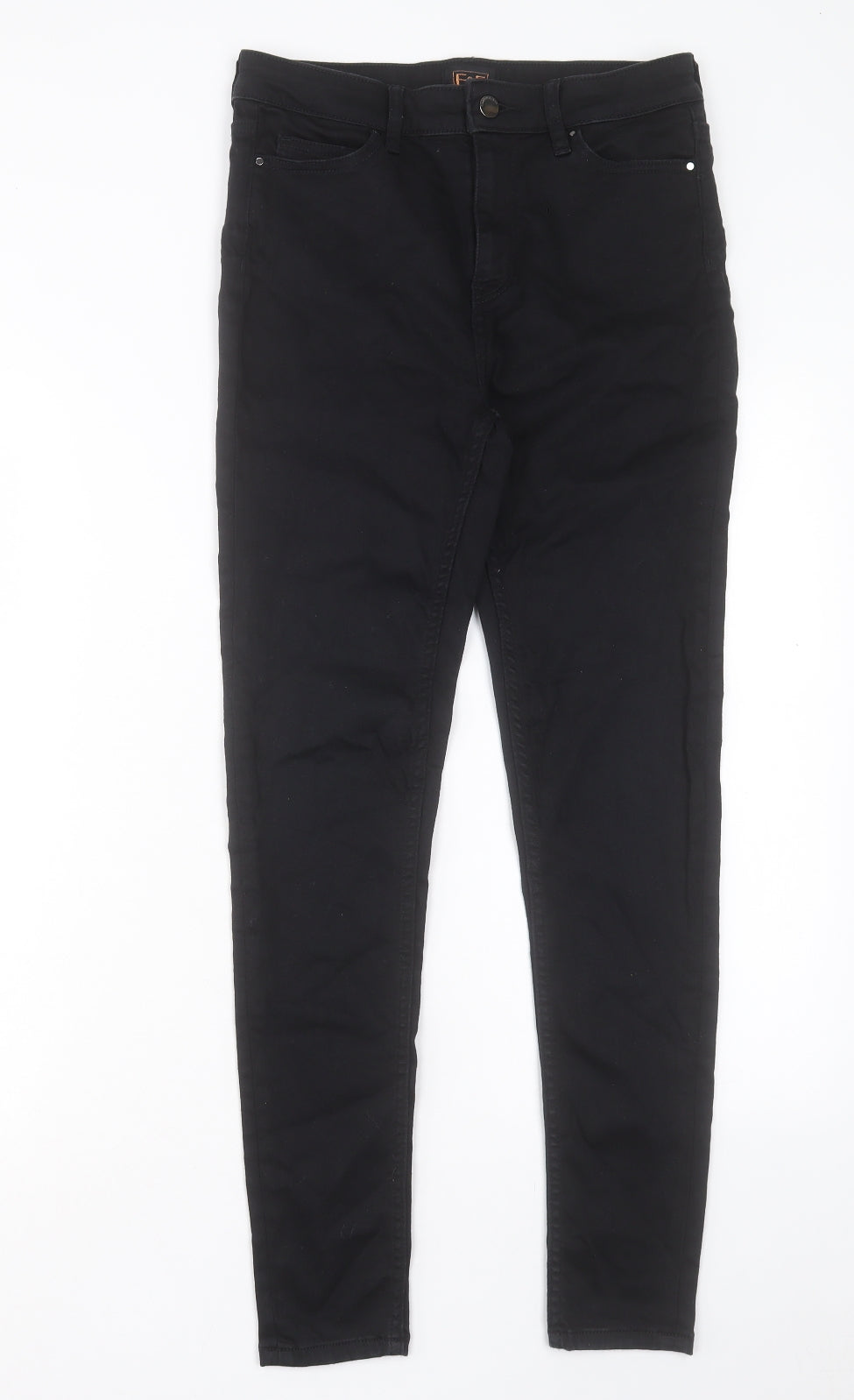 F&F Womens Black Cotton Skinny Jeans Size 10 L28 in Regular Button