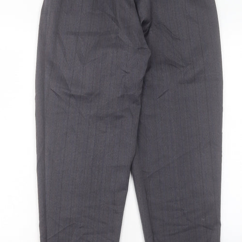 CANDA Womens Grey Striped Polyester Trousers Size 12 L30 in Regular Button