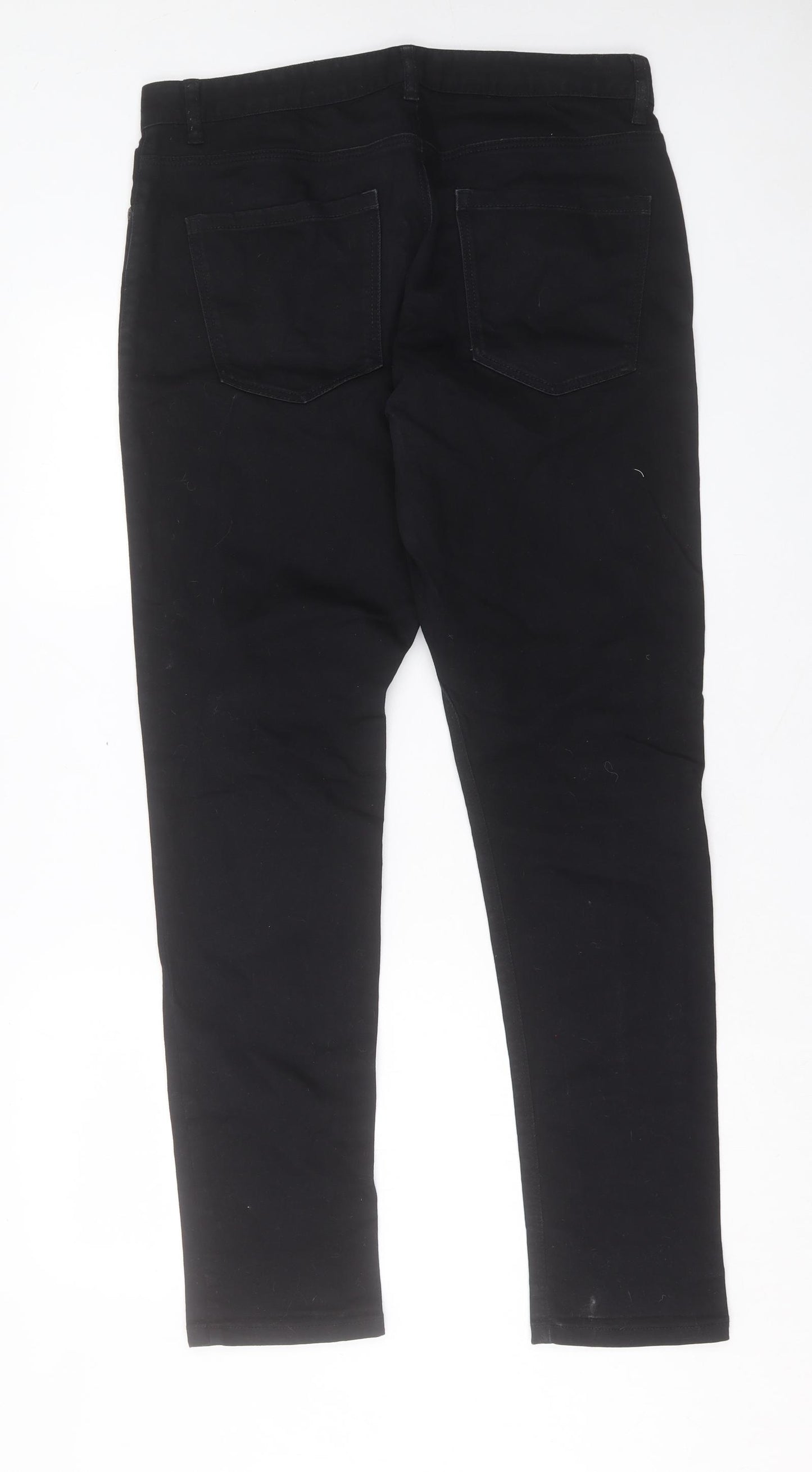 NEXT Mens Black Cotton Skinny Jeans Size 34 in L33 in Regular Button - Long Leg