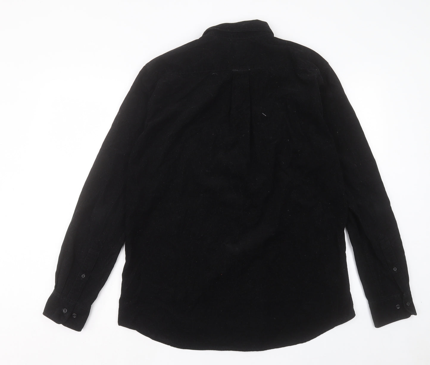 Uniqlo Mens Black Cotton Button-Up Size M Collared Button - Pocket Detail