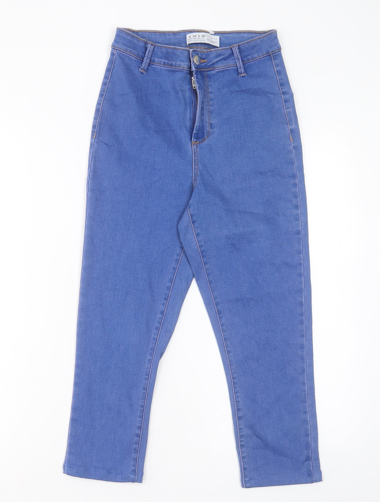 Denim & Co. Womens Blue Cotton Cropped Jeans Size 6 L20 in Regular Button