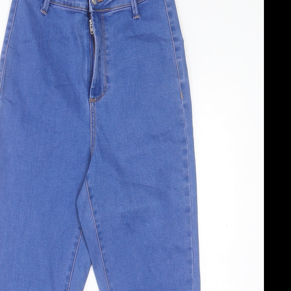 Denim & Co. Womens Blue Cotton Cropped Jeans Size 6 L20 in Regular Button