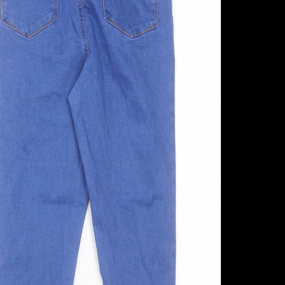 Denim & Co. Womens Blue Cotton Cropped Jeans Size 6 L20 in Regular Button