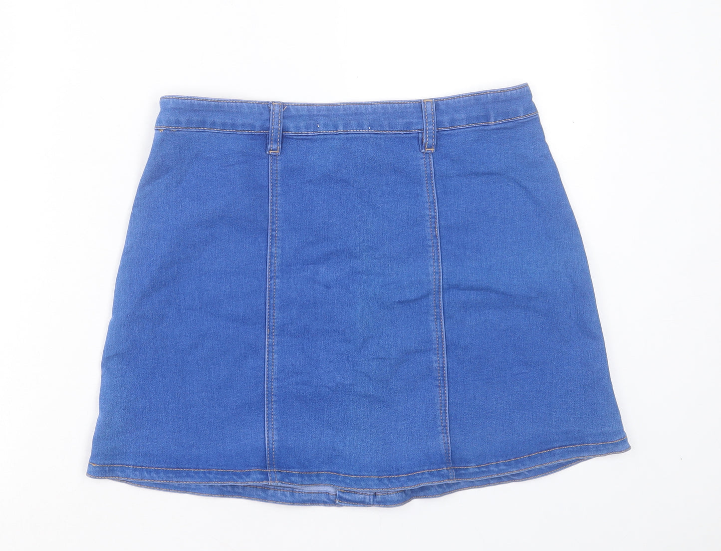 Supre Womens Blue Cotton A-Line Skirt Size 12 Button