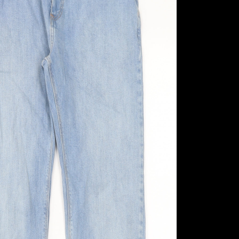 Marks and Spencer Mens Blue Cotton Straight Jeans Size 34 in L31 in Regular Button