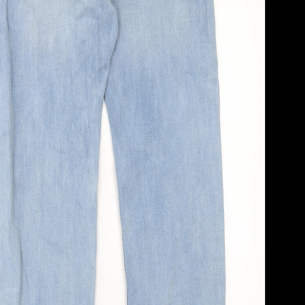 Marks and Spencer Mens Blue Cotton Straight Jeans Size 34 in L31 in Regular Button
