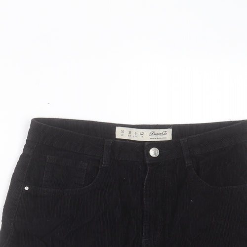 Denim & Co. Womens Black Cotton A-Line Skirt Size 10 Button