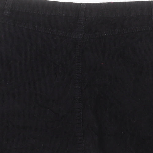 Denim & Co. Womens Black Cotton A-Line Skirt Size 10 Button