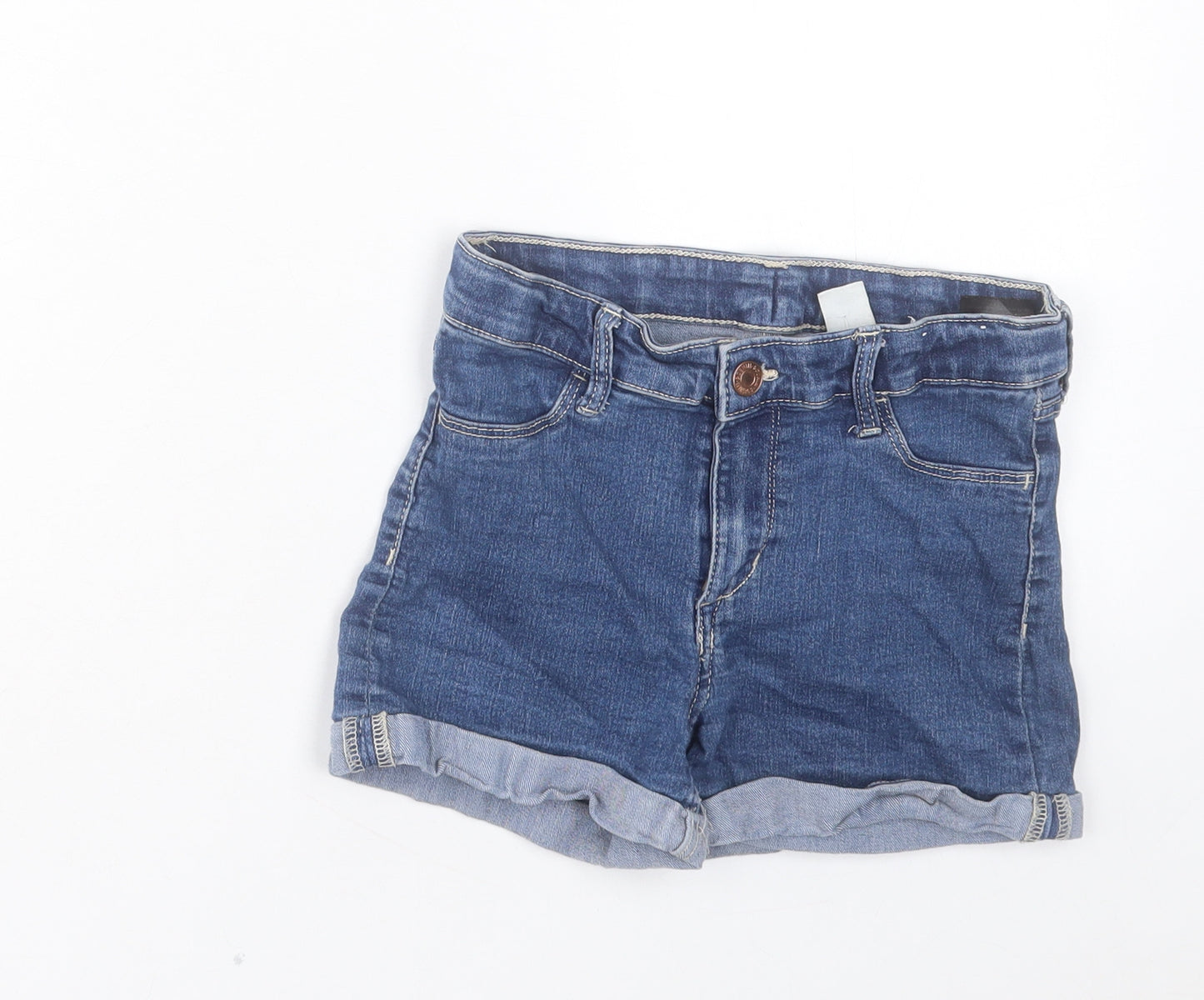 H&M Girls Blue Cotton Boyfriend Shorts Size 10-11 Years Regular Buckle