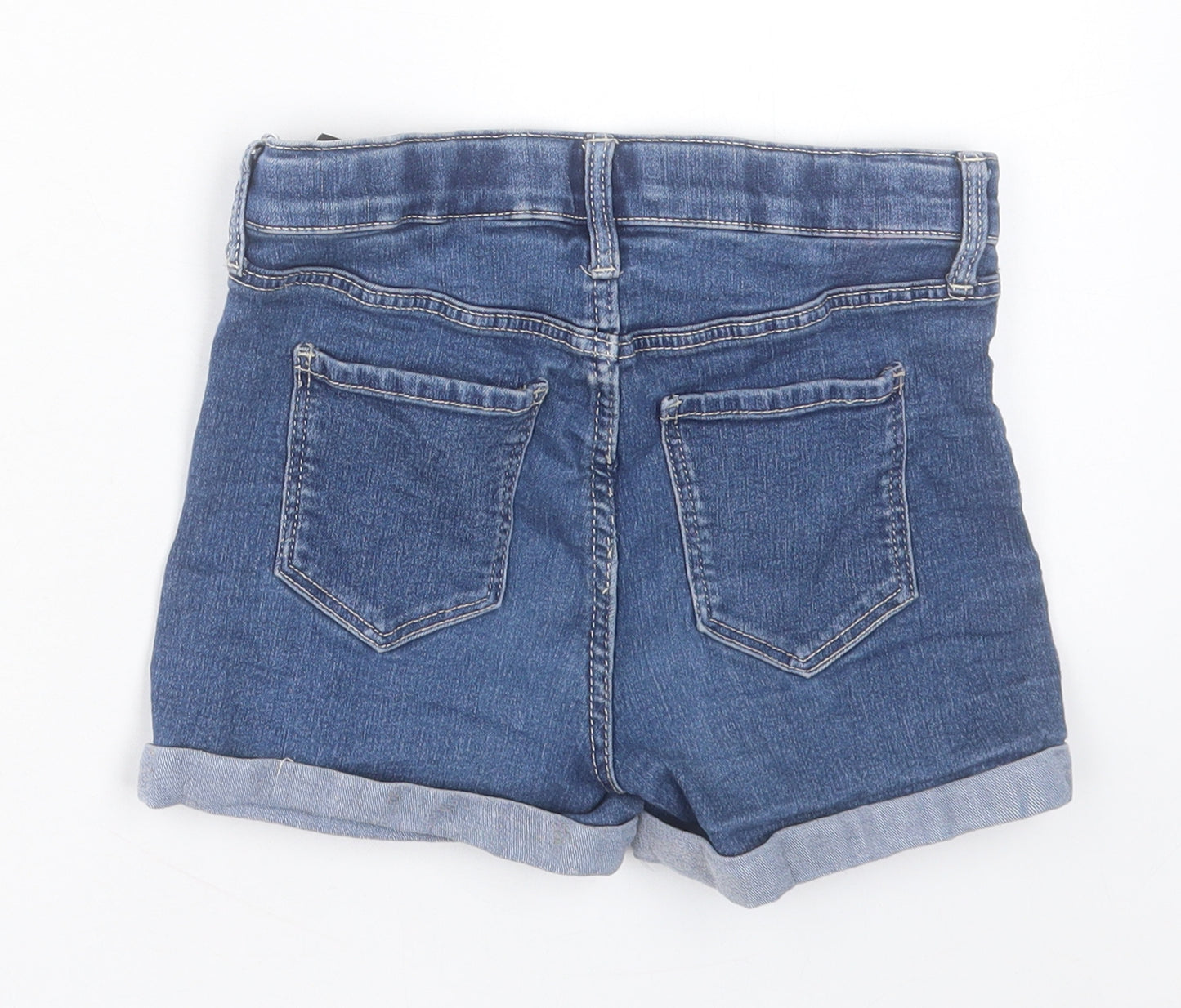 H&M Girls Blue Cotton Boyfriend Shorts Size 10-11 Years Regular Buckle
