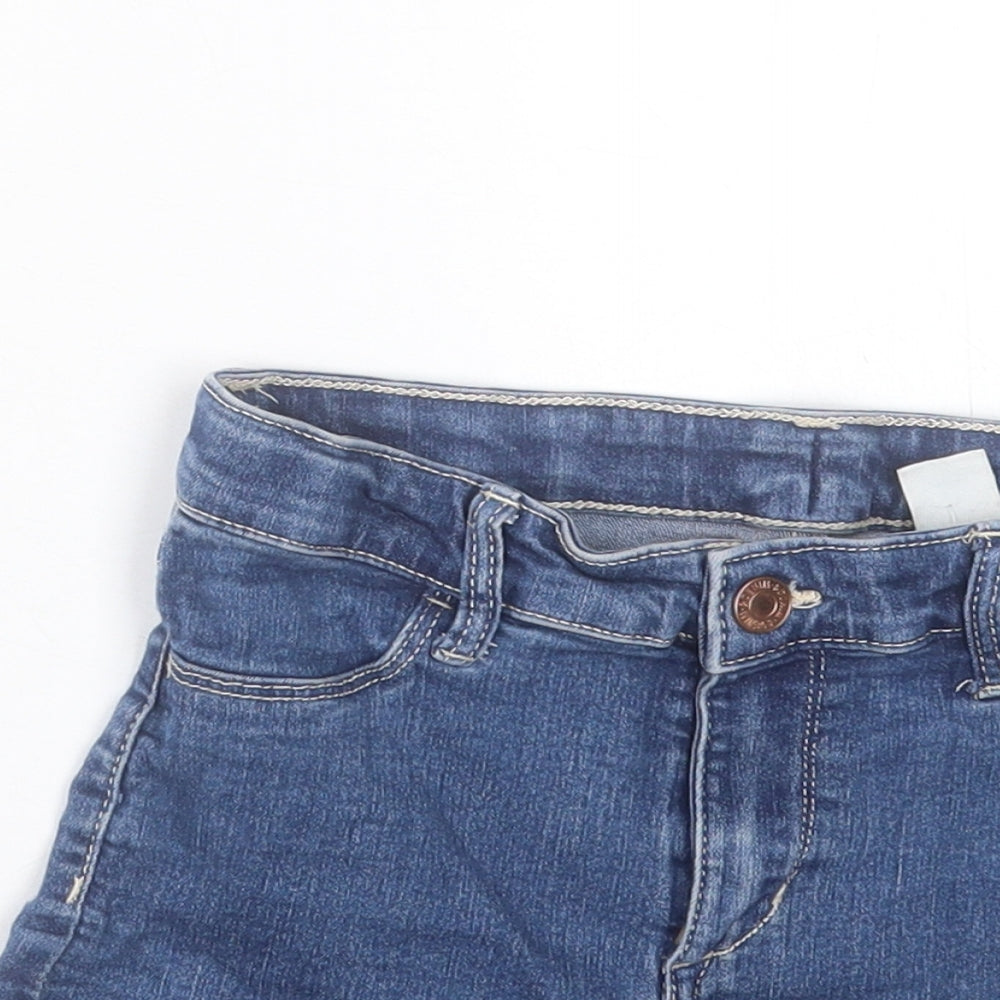 H&M Girls Blue Cotton Boyfriend Shorts Size 10-11 Years Regular Buckle