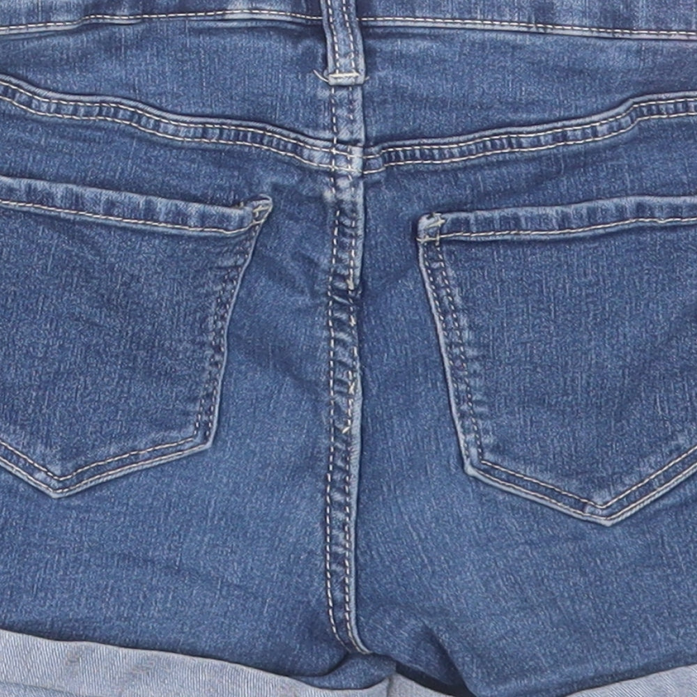 H&M Girls Blue Cotton Boyfriend Shorts Size 10-11 Years Regular Buckle