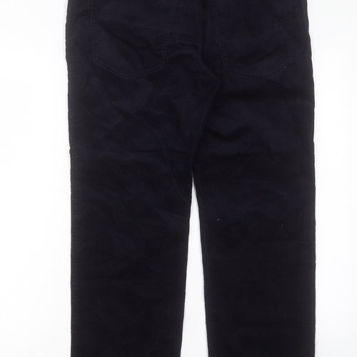 Marks and Spencer Mens Blue Cotton Trousers Size 34 in L29 in Regular Button - Short Leg