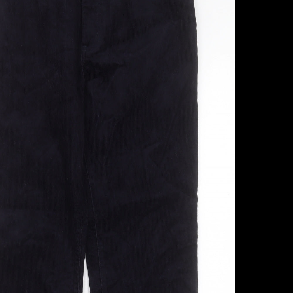 Marks and Spencer Mens Blue Cotton Trousers Size 34 in L29 in Regular Button - Short Leg