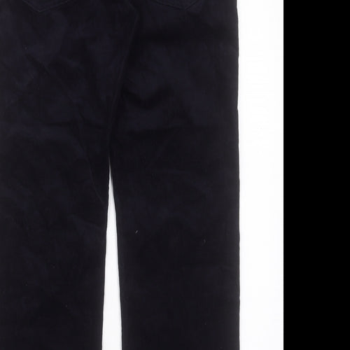 Marks and Spencer Mens Blue Cotton Trousers Size 34 in L29 in Regular Button - Short Leg