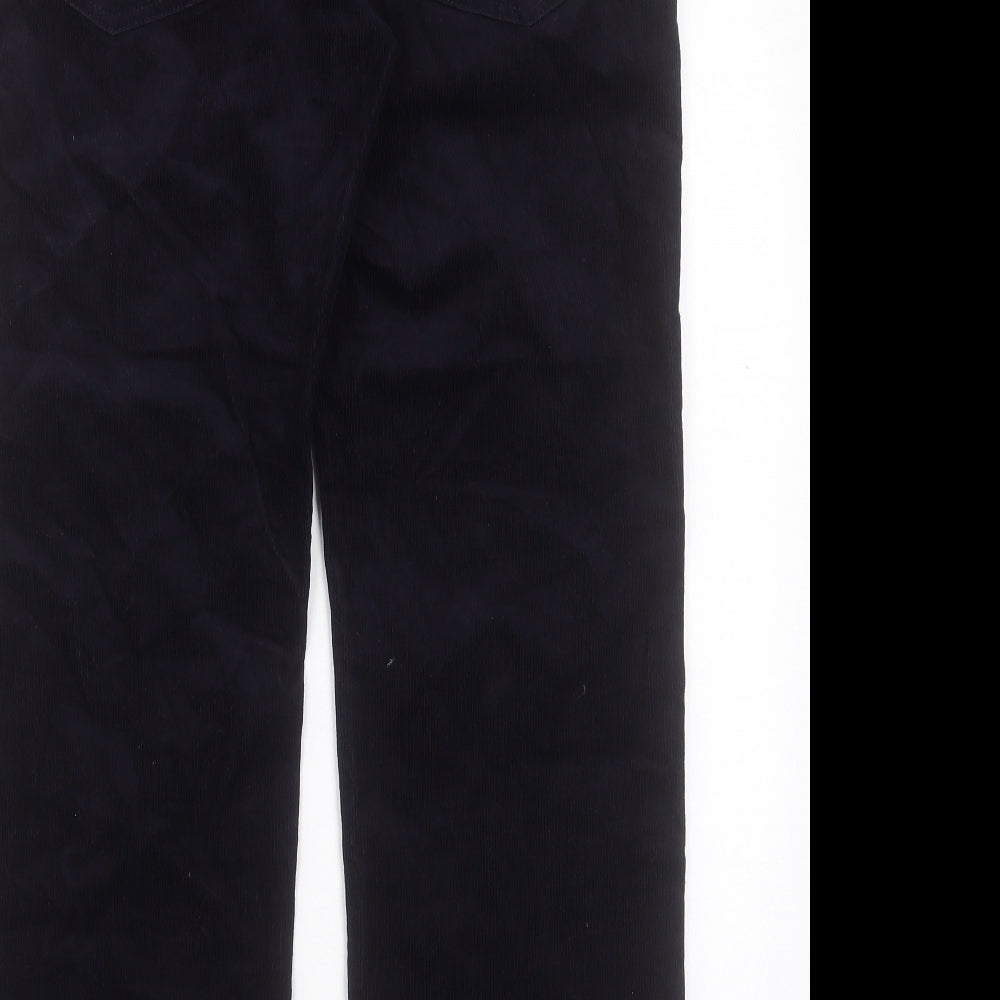 Marks and Spencer Mens Blue Cotton Trousers Size 34 in L29 in Regular Button - Short Leg