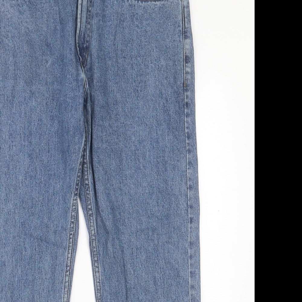 Marks and Spencer Womens Blue Cotton Straight Jeans Size 34 in L29 in Regular Button - Short Leg