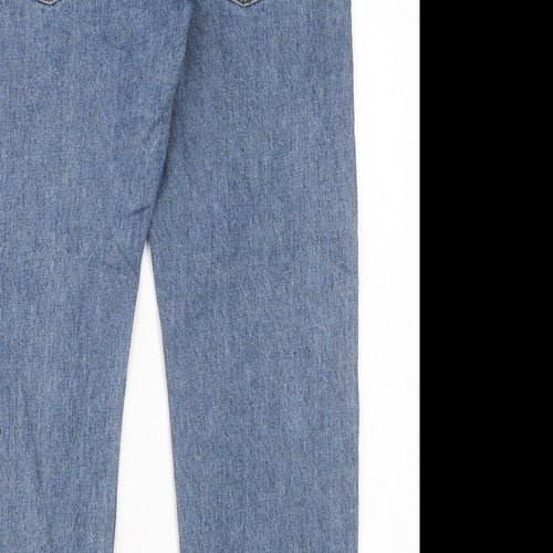 Marks and Spencer Womens Blue Cotton Straight Jeans Size 34 in L29 in Regular Button - Short Leg