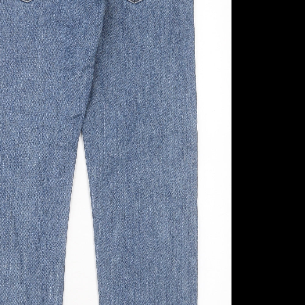Marks and Spencer Womens Blue Cotton Straight Jeans Size 34 in L29 in Regular Button - Short Leg