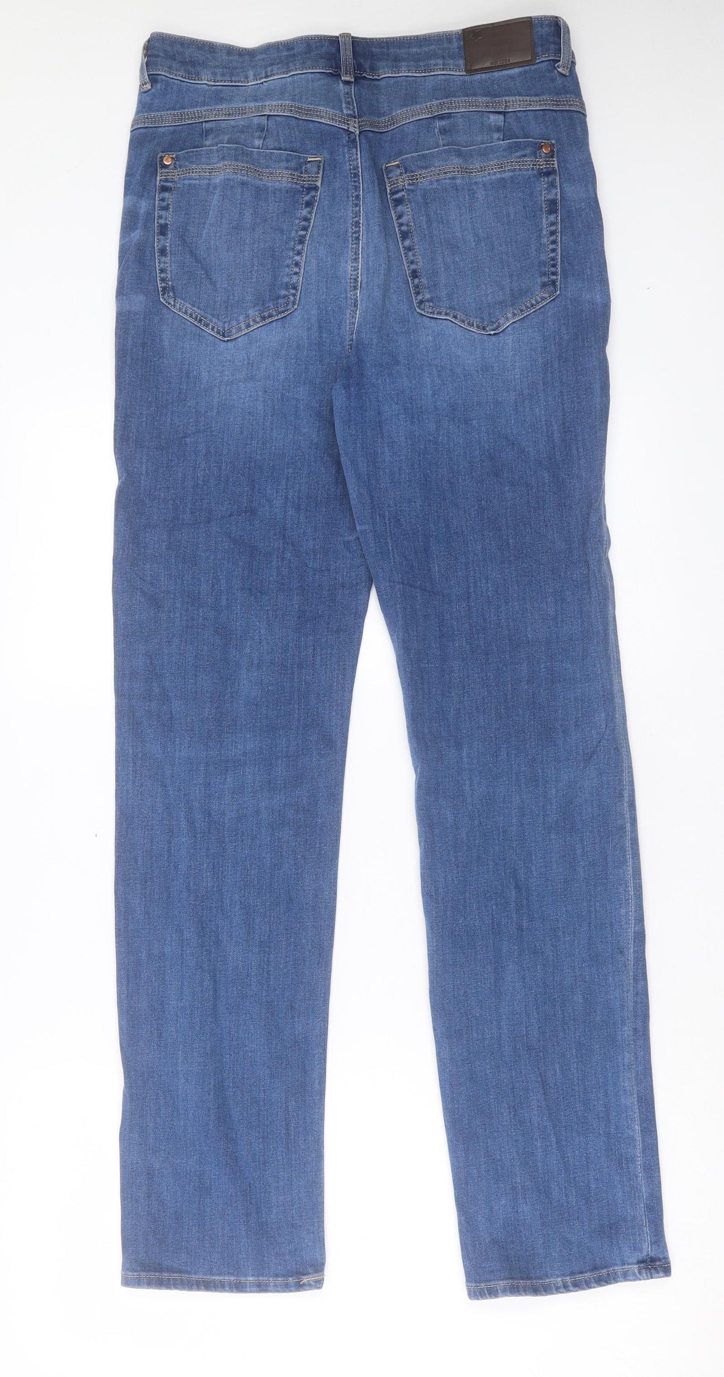 Marks and Spencer Womens Blue Cotton Straight Jeans Size 12 L30 in Regular Button