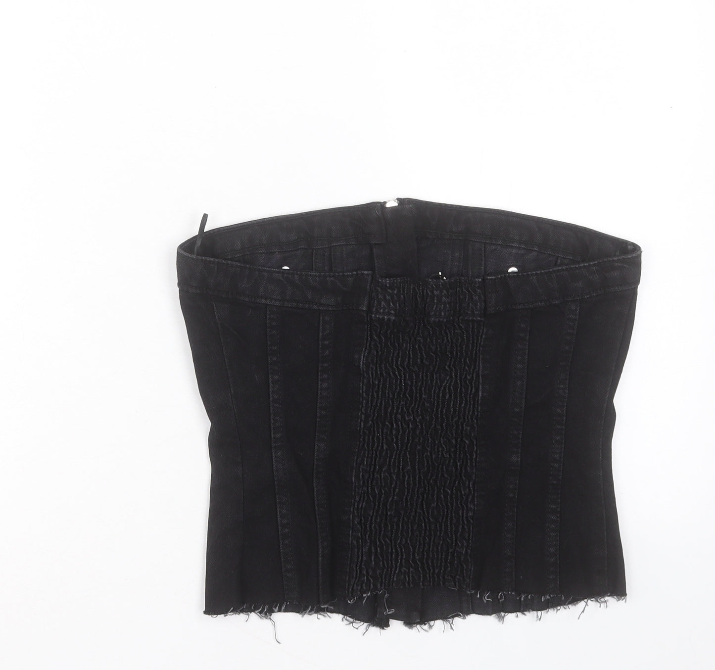 Zara Womens Black Cotton Basic Tank Size M Off the Shoulder - Denim Corset
