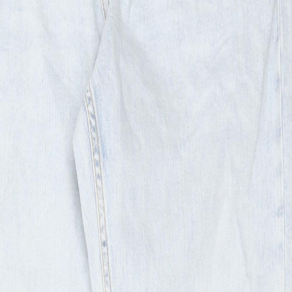 Zara Womens Blue Cotton Straight Jeans Size 12 L32 in Regular Button