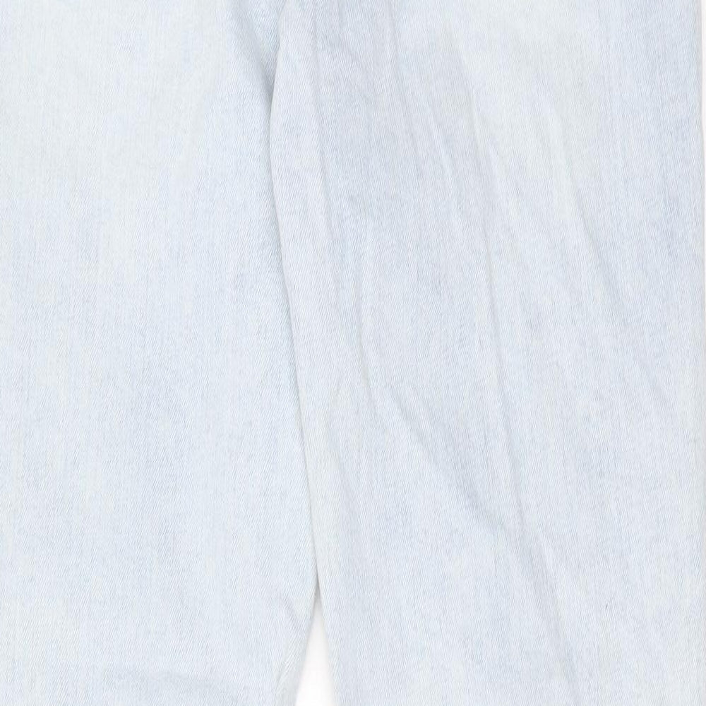 Zara Womens Blue Cotton Straight Jeans Size 12 L32 in Regular Button