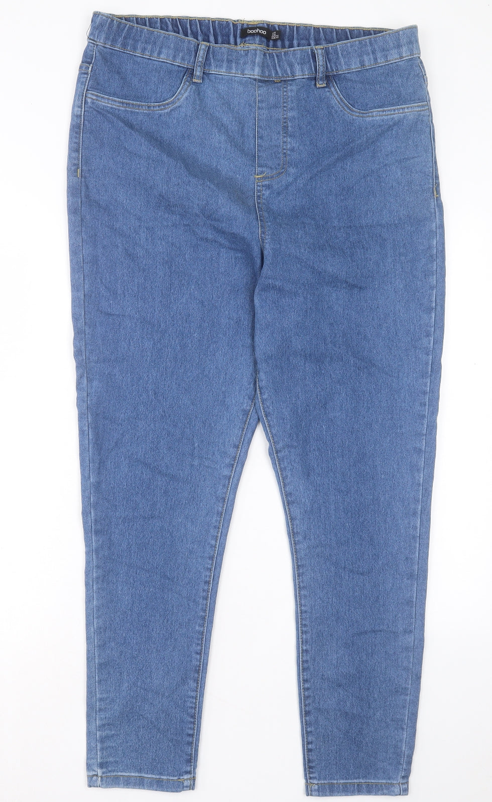 Boohoo Womens Blue Cotton Jegging Trousers Size 18 L28 in Regular