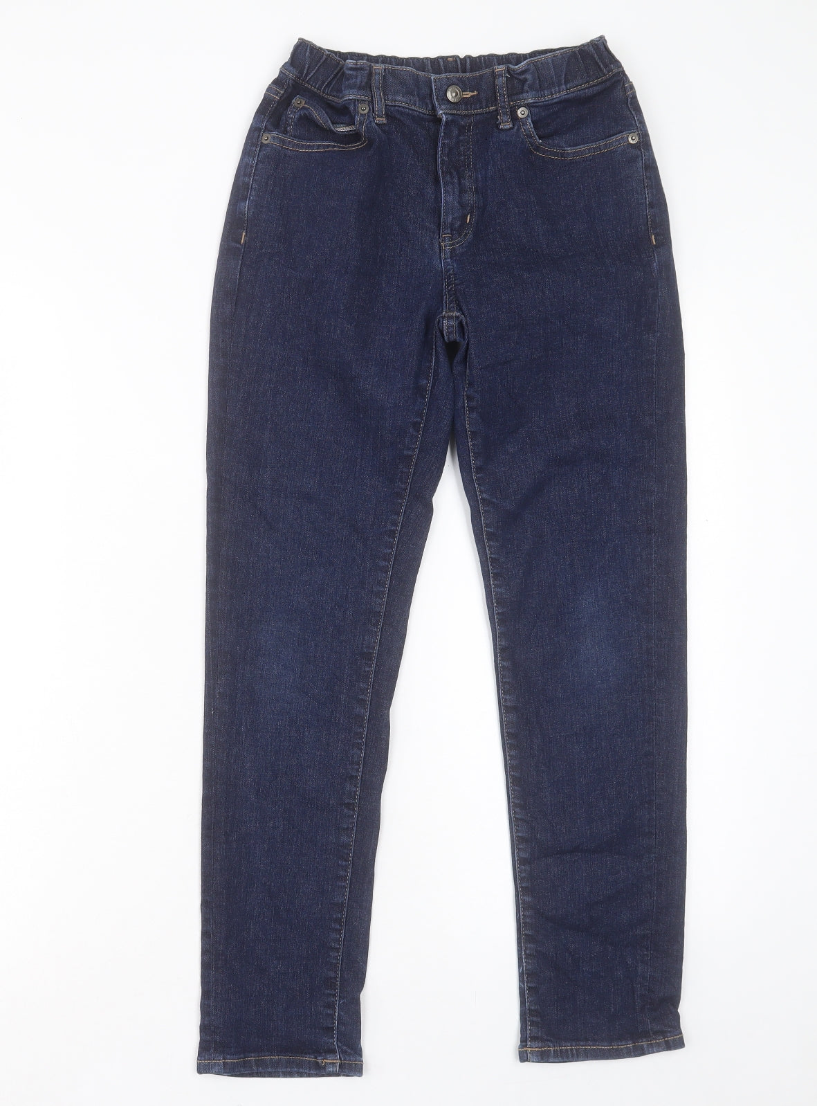 Uniqlo Boys Blue Cotton Straight Jeans Size 11-12 Years Regular Hook & Eye
