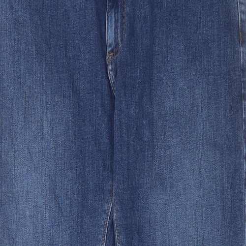 Marks and Spencer Mens Blue Cotton Straight Jeans Size 34 in L29 in Regular Button