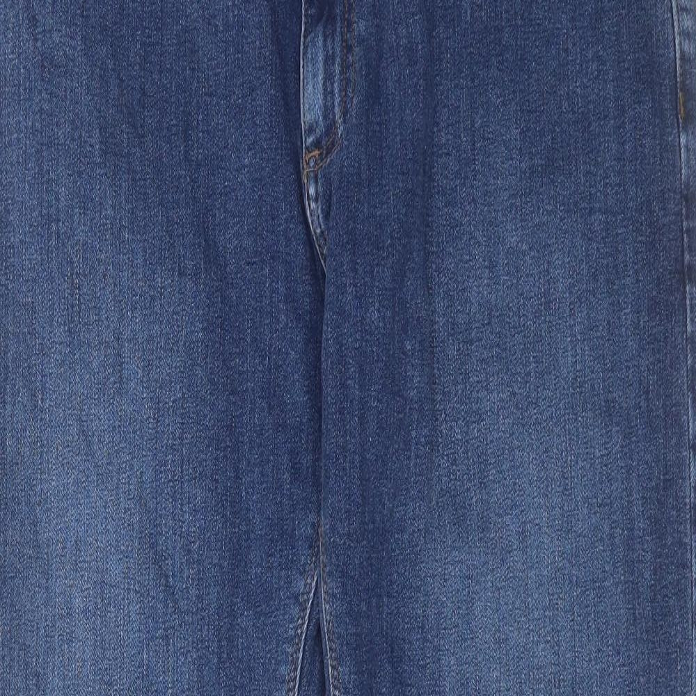 Marks and Spencer Mens Blue Cotton Straight Jeans Size 34 in L29 in Regular Button