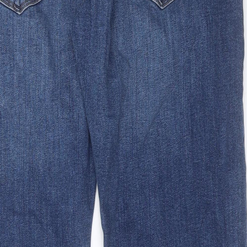 Marks and Spencer Mens Blue Cotton Straight Jeans Size 34 in L29 in Regular Button