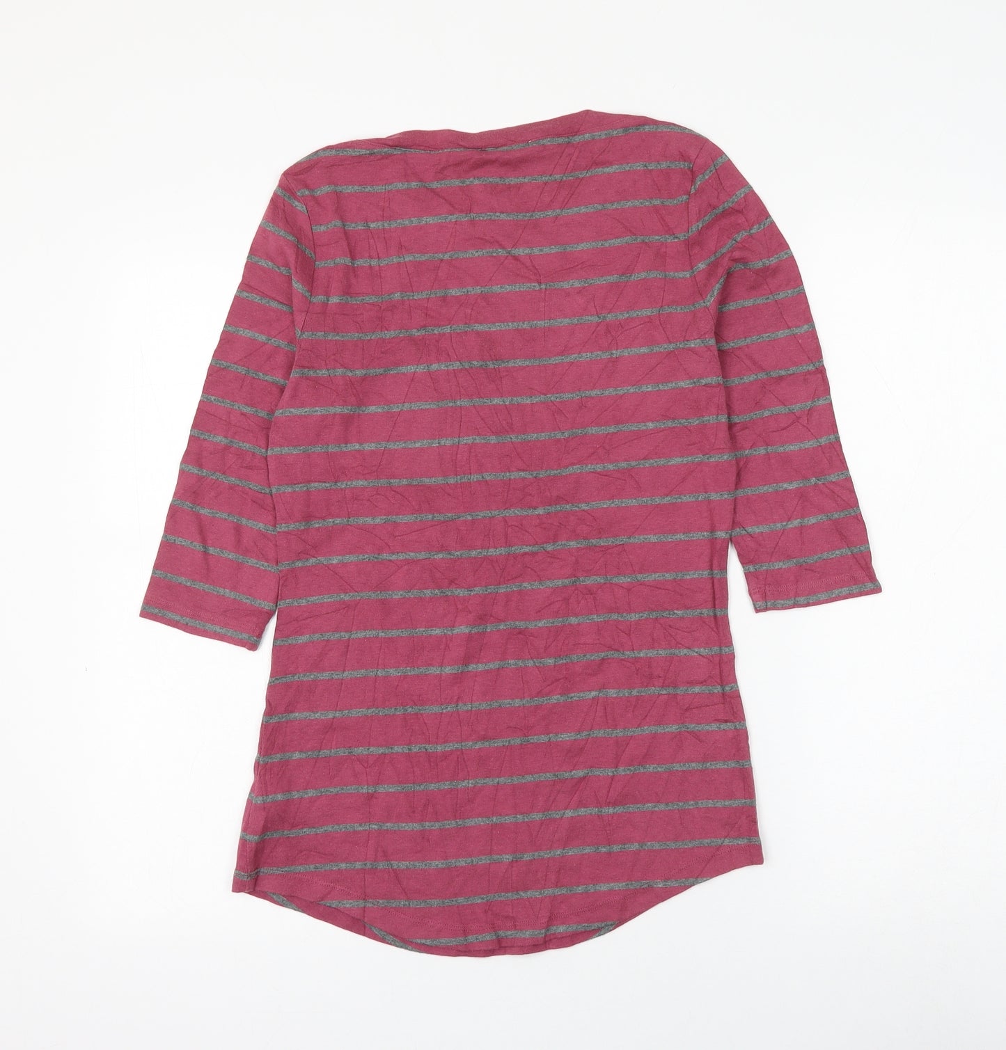 Arabella & Addison Womens Pink Striped Cotton Basic T-Shirt Size 14 Round Neck